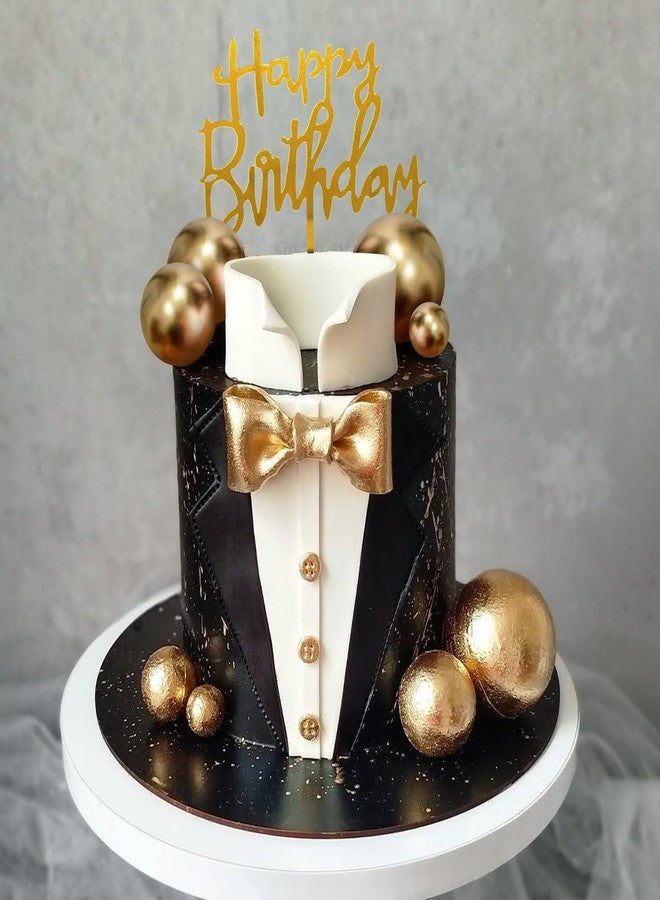 DRWATE Suit Cake Topper Boss Cake Decorations with Golden Balls for Man Birthday Party Father Theme Decoration - Image 5
