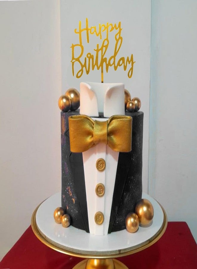 DRWATE Suit Cake Topper Boss Cake Decorations with Golden Balls for Man Birthday Party Father Theme Decoration - Image 4