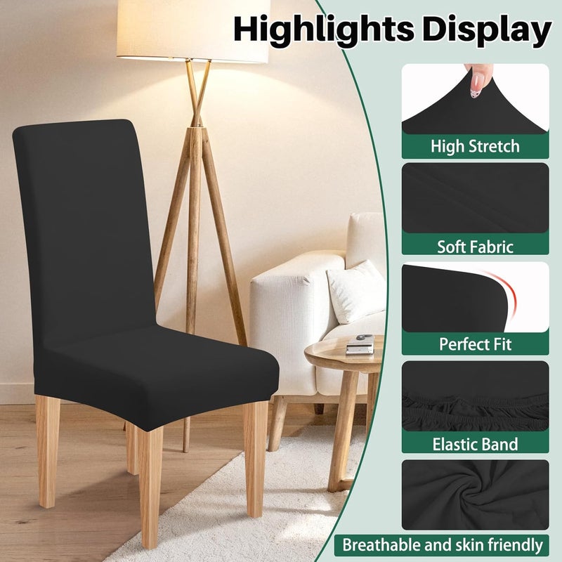 Dioxide High Stretch Chair Covers Set of 6 - Washable Soft Dining Chair Slipcovers for Home and Restaurant - Image 5