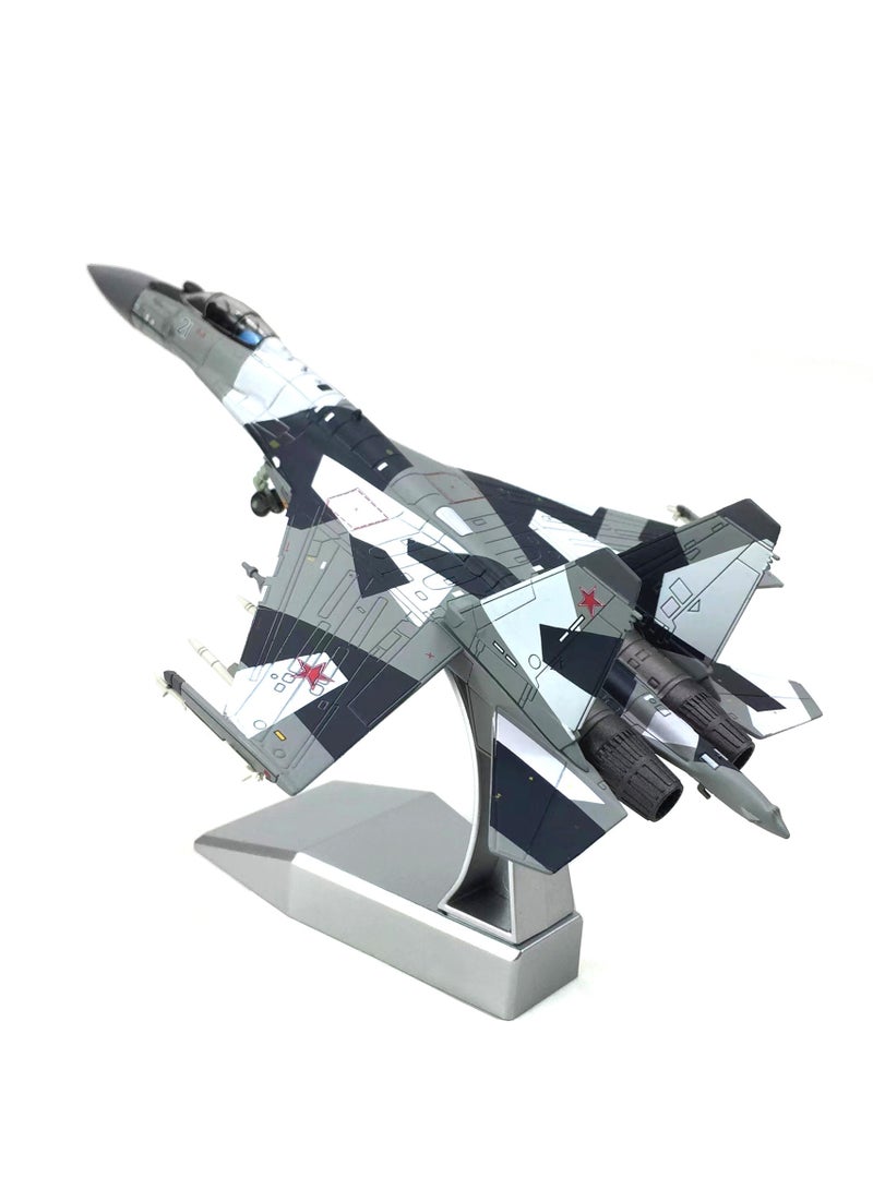 1/100 Scale Russian Su-35 Super Flanker Multirole Fighter Jet Alloy Simulation Model, Static Display Collectible, Alloy/Plastic Material, Landing Gear Wheels Rotatable, Tires Removable - Image 1