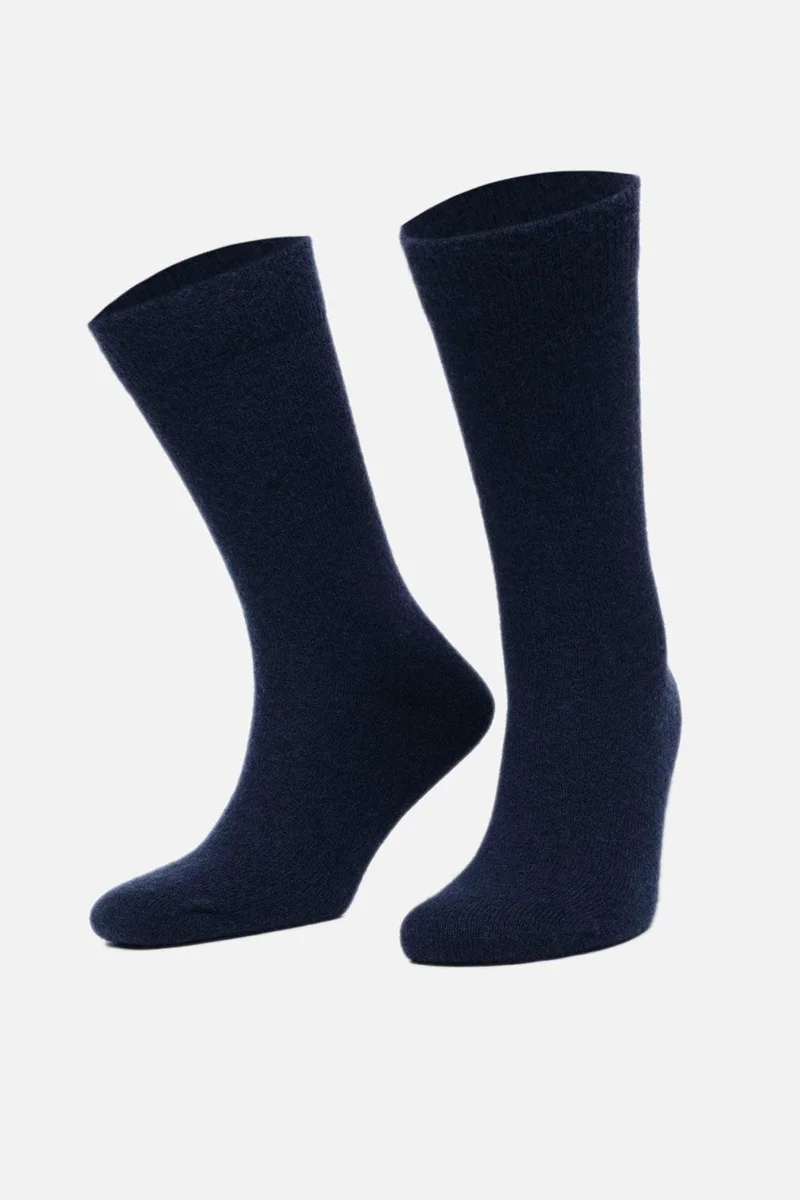 Aytuğ Men's Lambswool (Sheep Wool) Single Navy Blue Socks - A-25070-L