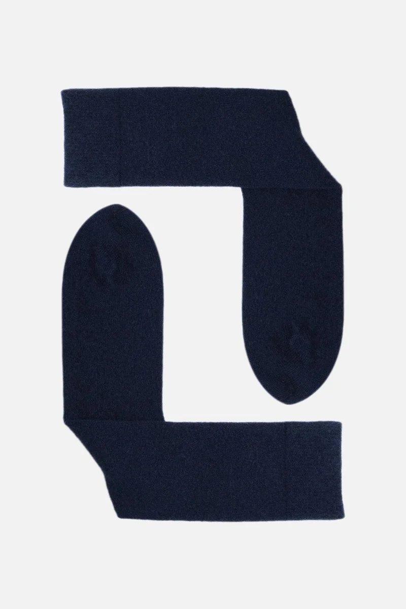 Aytuğ Men's Lambswool (Sheep Wool) Single Navy Blue Socks - A-25070-L