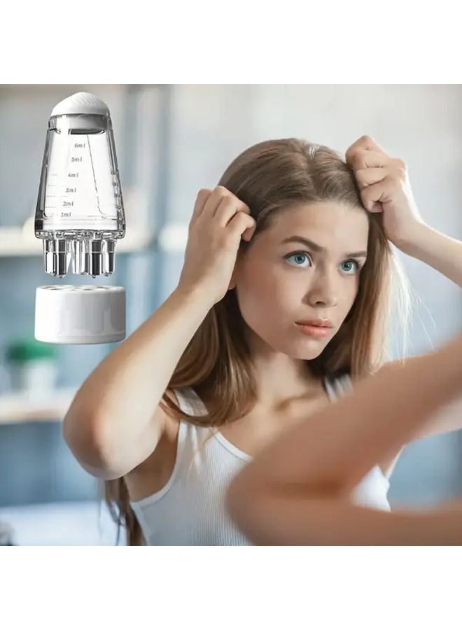 قطعتان أبيض فرشاة تطبيق زيت تدليك فروة الرأس المحمولة مع كرات فولاذية مدورة - Image 5