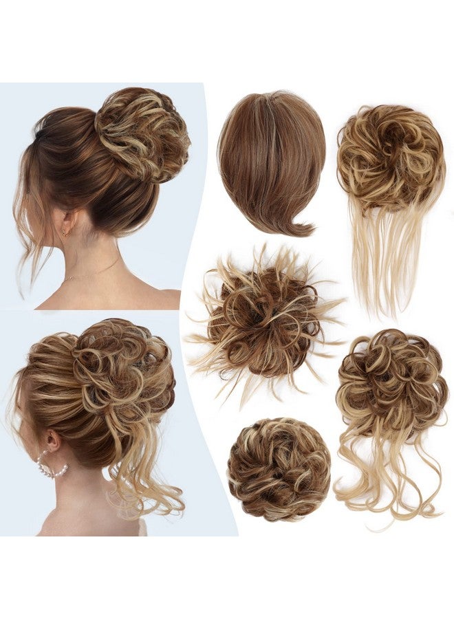 أتش أم دي مجموعة إكسسوارات شعر مكونة من 5 قطع من HMD، كعكة شعر فوضوية، تسريحة شعر مرفوعة للنساء، وصلات شعر على شكل ذيل حصان مع شريط مطاطي مرن، تسريحة شعر مرفوعة طويلة، مجموعة إكسسوارات شعر فوضوية للنساء (12H24) - Image 1