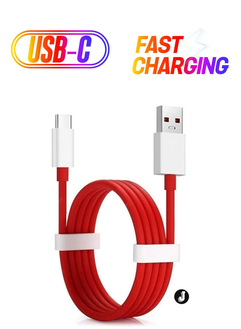 JAJEEK "New 1-Pack OnePlus Type-C Dash Charging USB Cable – Red, Fast Charging & Data Transfer" - Image 1