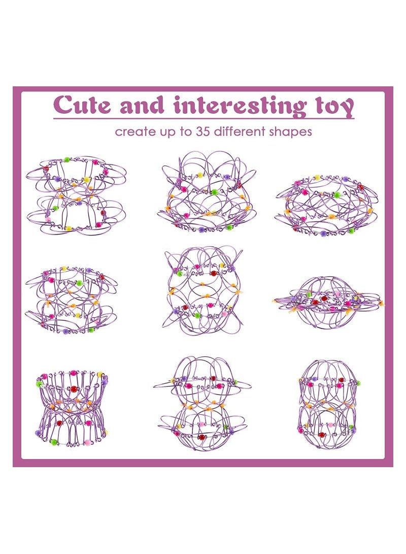 SYOSI 4 Pieces Mandala Flower Basket Toy Flexible Iron Basket Toy Handmade Wire Creative Toy Magic Loops Wire Fidget Toy Funny Rotating Toy for Teens Christmas Winter Party Favors (Purple, Gold)  - Image 3