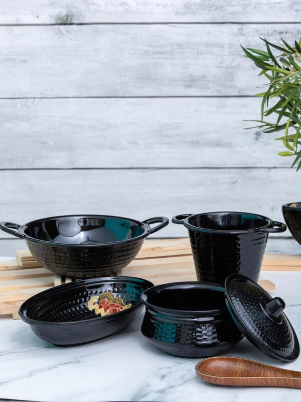 Servewell Dotted Indian Serving Set 5 pc Black - Image 1