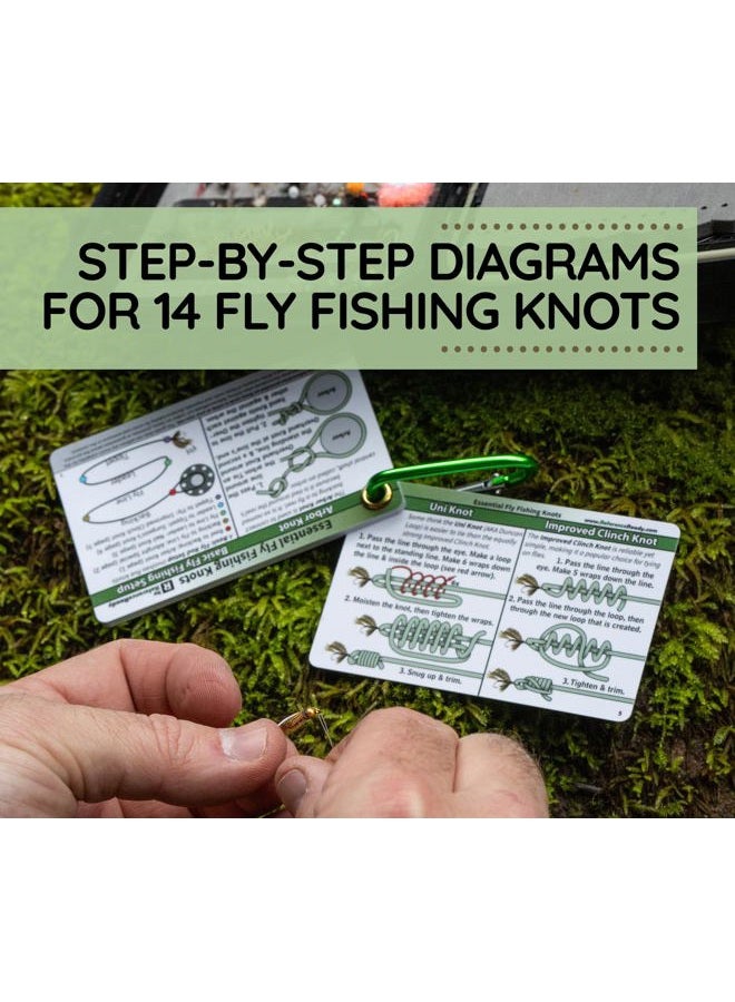 ReferenceReady Fly Fishing Knot Cards - Waterproof Guide to 14 Essential Fly Fishing Knots - Includes Mini Carabiner - Image 2