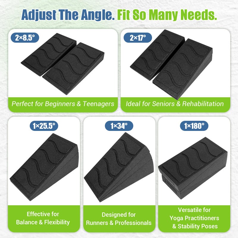 ODCPN Squat Wedge Block, 5 Adjustable Angles Slant Board for Calf Stretching with Stretching Strap & Poster, 520 LBS Heel Elevated Squat Wedge Capacity for Yoga, Ankle Physical Therapy & Mobility - Image 4