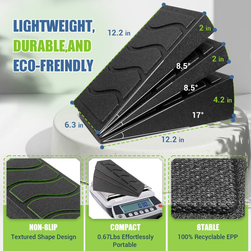 ODCPN Squat Wedge Block, 5 Adjustable Angles Slant Board for Calf Stretching with Stretching Strap & Poster, 520 LBS Heel Elevated Squat Wedge Capacity for Yoga, Ankle Physical Therapy & Mobility - Image 2
