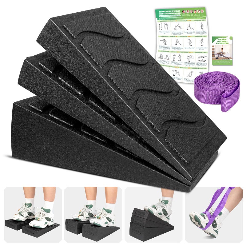 ODCPN Squat Wedge Block, 5 Adjustable Angles Slant Board for Calf Stretching with Stretching Strap & Poster, 520 LBS Heel Elevated Squat Wedge Capacity for Yoga, Ankle Physical Therapy & Mobility - Image 1