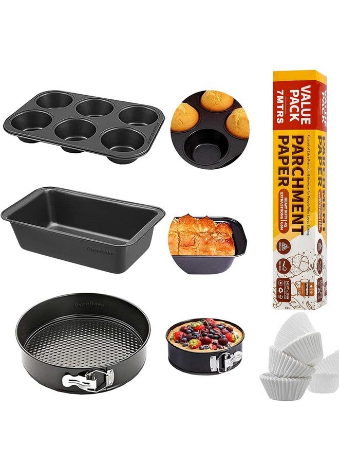 PureBake Premium SGS Certified Cake Moulds | 8 inch Cake Tin- Teflon Coated Removable Base, Non-Stick Cake Tins/Pan/Trays for Microwave, Oven and Bakeware - Image 1