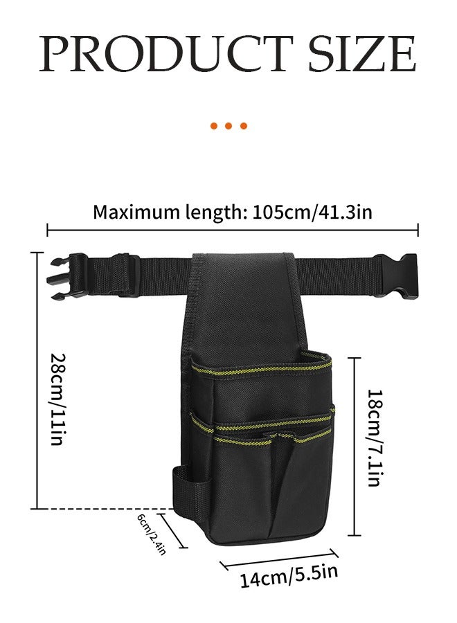 DUNISO Tool waist bag, portable hardware tool storage bag, multifunctional electrician repair kit，with adjustable waist belt, suitable for electricians, carpenters, gardeners, 14x6x28cm  - Image 3