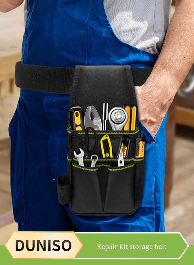 DUNISO Tool waist bag, portable hardware tool storage bag, multifunctional electrician repair kit，with adjustable waist belt, suitable for electricians, carpenters, gardeners, 14x6x28cm  - Image 2