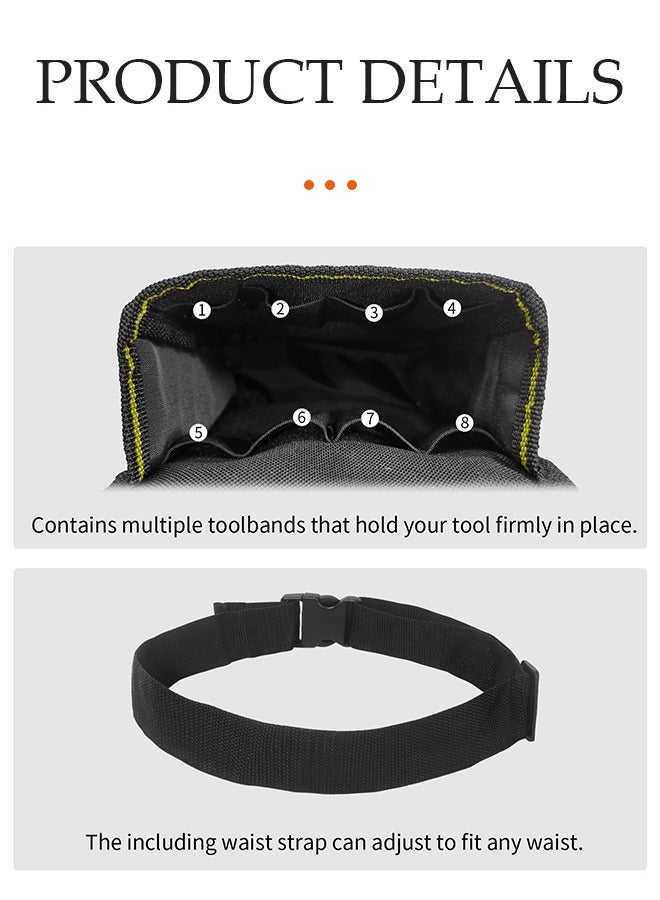 DUNISO Tool waist bag, portable hardware tool storage bag, multifunctional electrician repair kit，with adjustable waist belt, suitable for electricians, carpenters, gardeners, 14x6x28cm  - Image 5