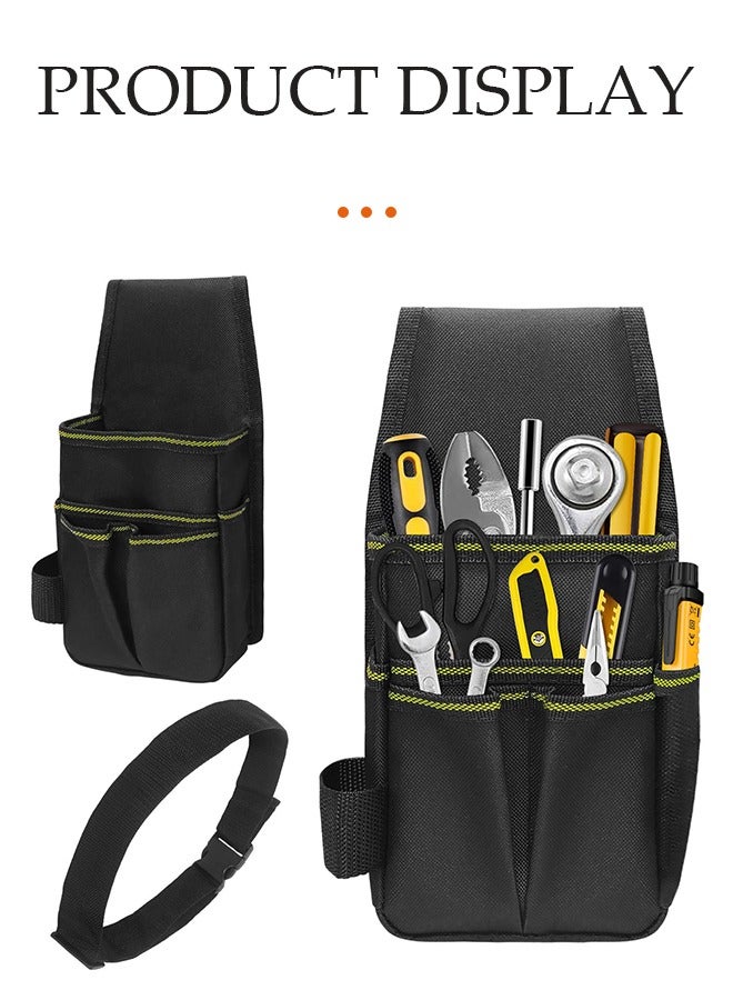DUNISO Tool waist bag, portable hardware tool storage bag, multifunctional electrician repair kit，with adjustable waist belt, suitable for electricians, carpenters, gardeners, 14x6x28cm  - Image 4