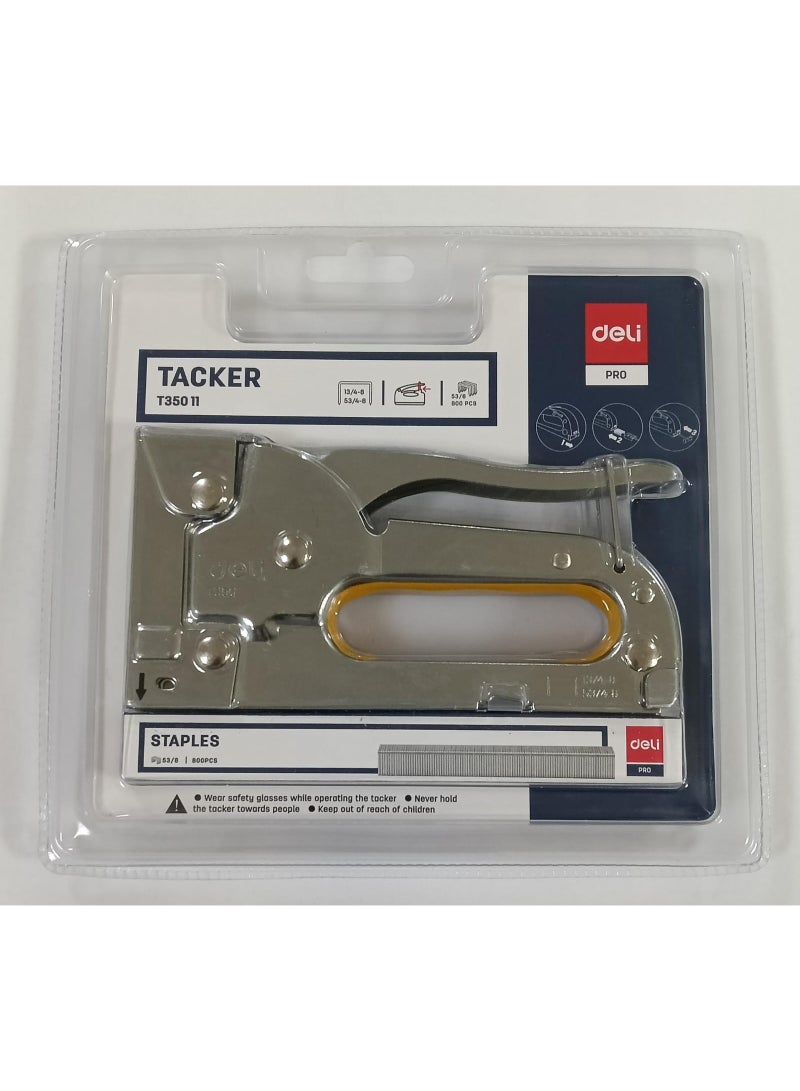 ديلي دباسة معدنية ديلي ET35011 - فضية اللون، تدبيس حتى 8 مم، مزودة بقفل أمان للمقبض، تعبئة خلفية، تصميم معدني متين بالكامل. - Image 1