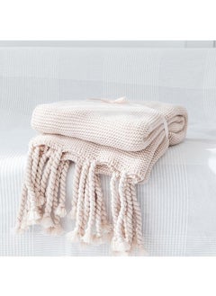 Y&D Simple Solid Color Knitted Throw Blanket Cotton Lunch Break Pale Pink  Blanket 