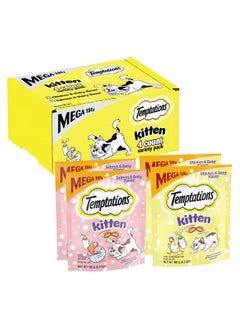 Temptations Kitten Crunchy And Soft Treats Chicken And Dairy Flavor And Salmon And Dairy Crunchy, 6.3 Oz., Variety Pack Of 4  - Image 1