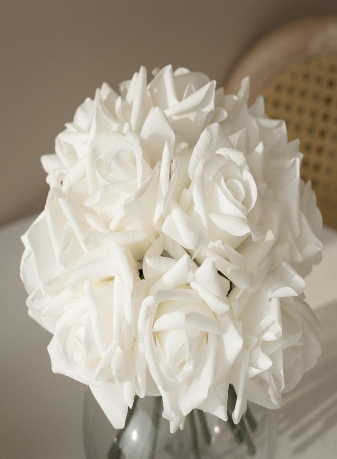 DUYONE Artificial Roses Single Stem 10pcs Fake Silk Flower Arrangement Bouquet for Home Party Wedding Decoration(White) - Image 1