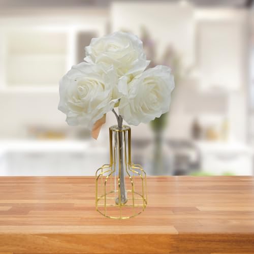 CURATED CART 3-Piece White Rose Artificial Silk Flower Bouquet - Ideal Wedding & Party Decor, Cake & Anniversary Centerpiece, Home & Office Decoration, Indoor Floral Arrangements - Image 5