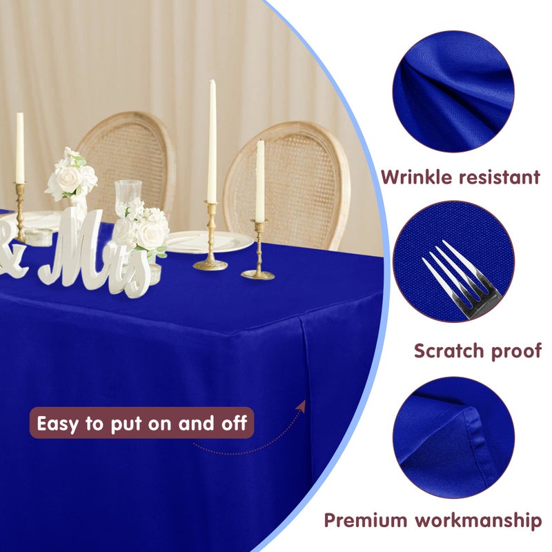 Holidayideas Royal Blue Fitted Table Clothes - 72 X 30 Inch - 2 Pack Rectangle Table Covers For 6 Foot Tables  Polyester Fabric Tablecloths For Folding Table  Parties  Holiday Dinner  Trade Show - Image 3