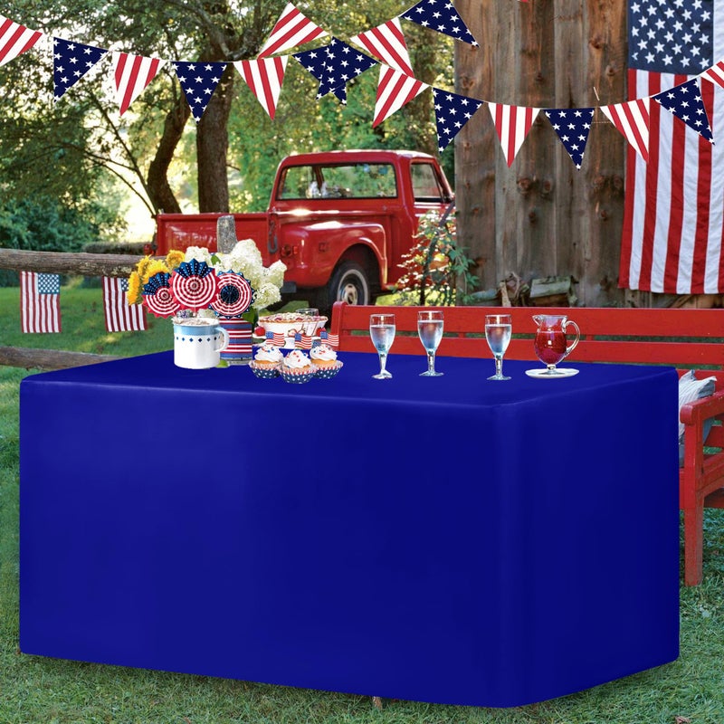 Holidayideas Royal Blue Fitted Table Clothes - 72 X 30 Inch - 2 Pack Rectangle Table Covers For 6 Foot Tables  Polyester Fabric Tablecloths For Folding Table  Parties  Holiday Dinner  Trade Show - Image 2