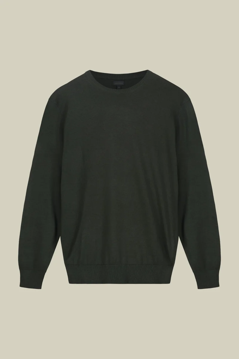 Doppelganger Men's regular fit crew neck jumper in wool and cotton - Green