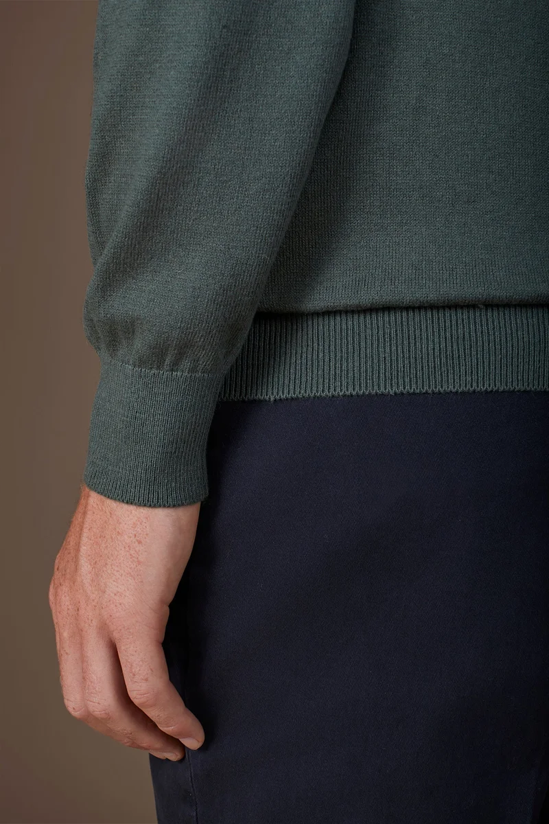 Doppelganger Green Men's regular fit crew neck jumper in wool and cotton - Green for Men | Best Price UAE