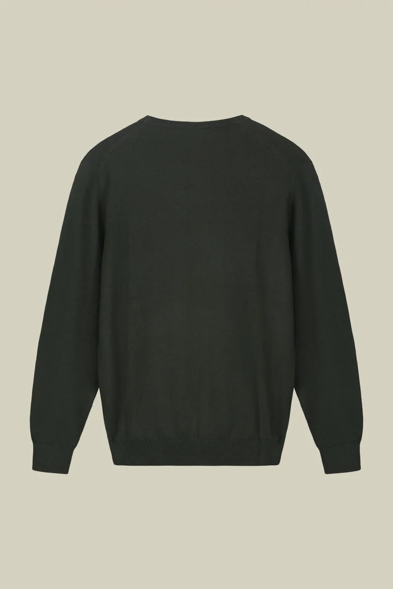 Doppelganger Green Men's regular fit crew neck jumper in wool and cotton - Green for Men | Best Price UAE