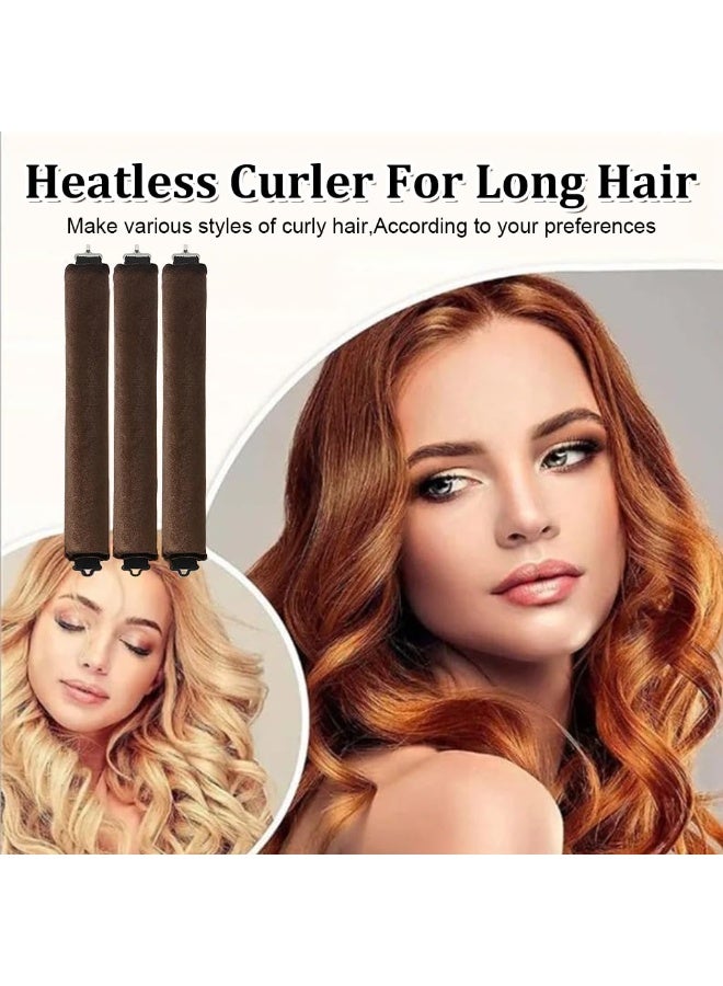 ماي كرييت مكواة تجعيد الشعر MAYCREATE® بدون حرارة، قضيب تجعيد مرن مع خطاف، بكرات ساتان لجميع أنواع الشعر، تجعيدات بدون حرارة للنوم مع قضبان التجعيد، تجعيدات بدون حرارة للشعر المصفف، بني - Image 3