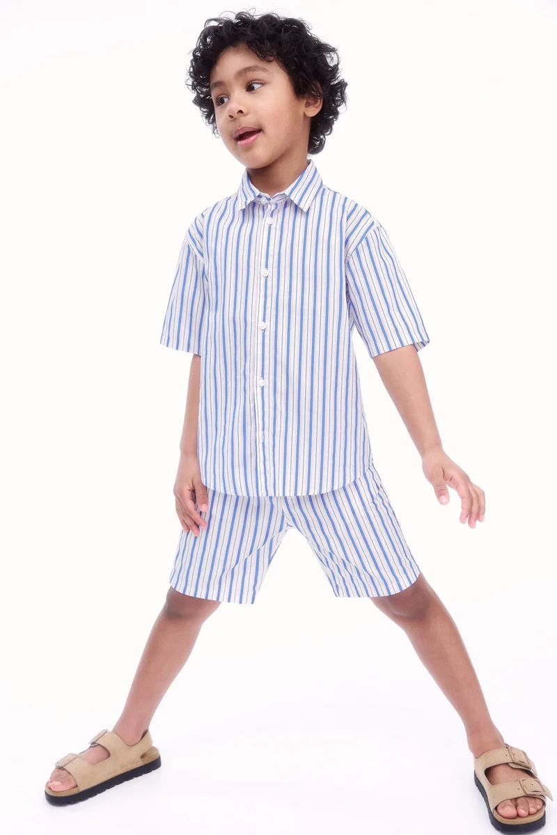 اتش اند ام قميص من قطن البوبلين