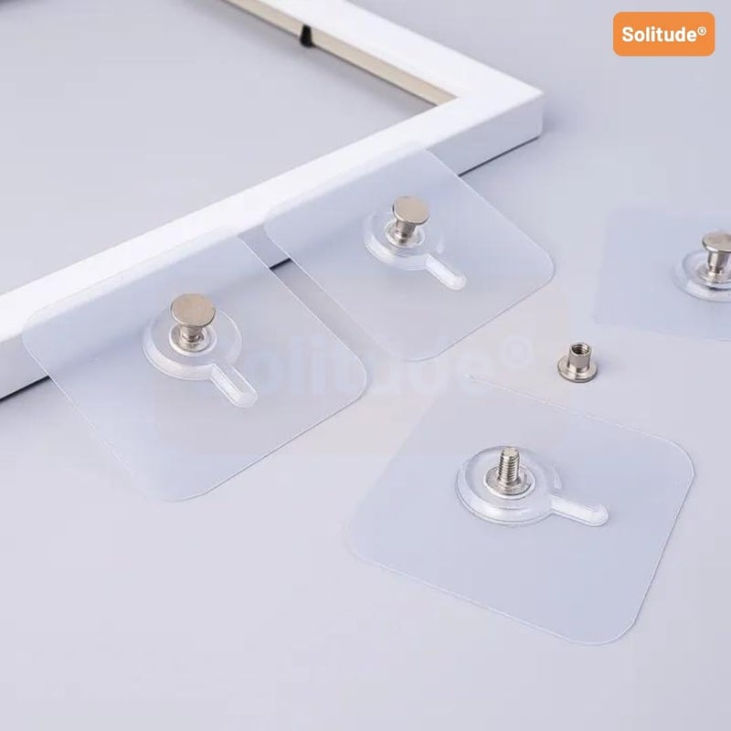 Solitude 20PCS Self Adhesive Wall Picture Photo Frame Clock Hangers Without Nails Wall Hooks Heavy Duty Strong Nail Free Wall Hook for Hanging Photo Frame/Wall Clock/Kitchen Accessories Items - Image 3