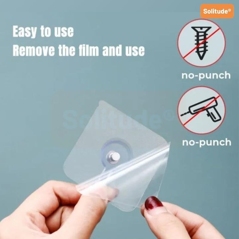 Solitude 20PCS Self Adhesive Wall Picture Photo Frame Clock Hangers Without Nails Wall Hooks Heavy Duty Strong Nail Free Wall Hook for Hanging Photo Frame/Wall Clock/Kitchen Accessories Items - Image 5