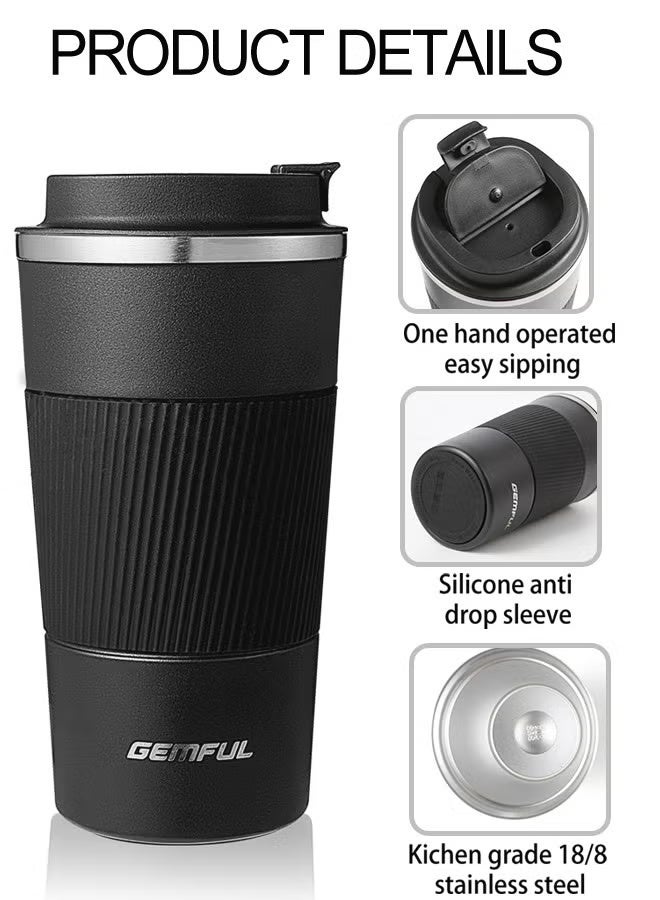 GEMFUL 510ml Stainless Steel Coffee Cup,Vacuum Insulated Tumbler, Vacuum Insulated Travel Mug for Home Office Outdoor Works Great for Ice Drinks and Hot Beverage - Image 3