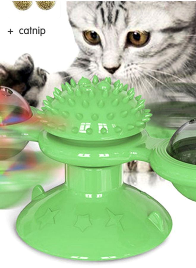 NIBEMINENT Interactive Windmill Turntable Toy With Scratcher Green/Clear 16x7cm - Image 2