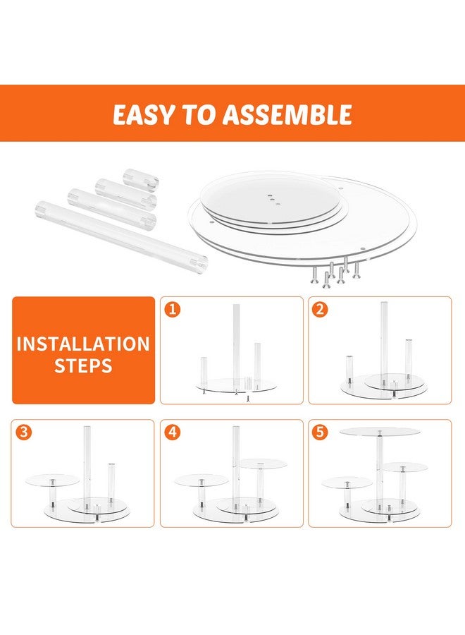 YestBuy Cupcake Stand, Round Cake Stand, 4 Tier Cupcakes and Cakes Comb for 8-12 Inch Cakes, Tiered Cupcake Tree Tower, Clear Dessert Display Stand for Dessert Table Wedding Birthday Party - Image 4
