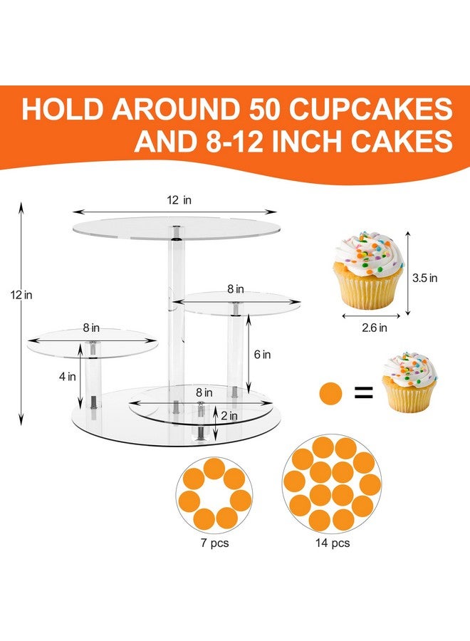YestBuy Cupcake Stand, Round Cake Stand, 4 Tier Cupcakes and Cakes Comb for 8-12 Inch Cakes, Tiered Cupcake Tree Tower, Clear Dessert Display Stand for Dessert Table Wedding Birthday Party - Image 5