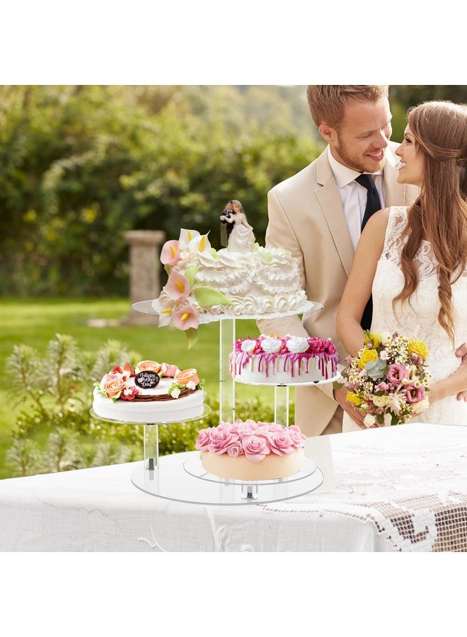 YestBuy Cupcake Stand, Round Cake Stand, 4 Tier Cupcakes and Cakes Comb for 8-12 Inch Cakes, Tiered Cupcake Tree Tower, Clear Dessert Display Stand for Dessert Table Wedding Birthday Party - Image 2