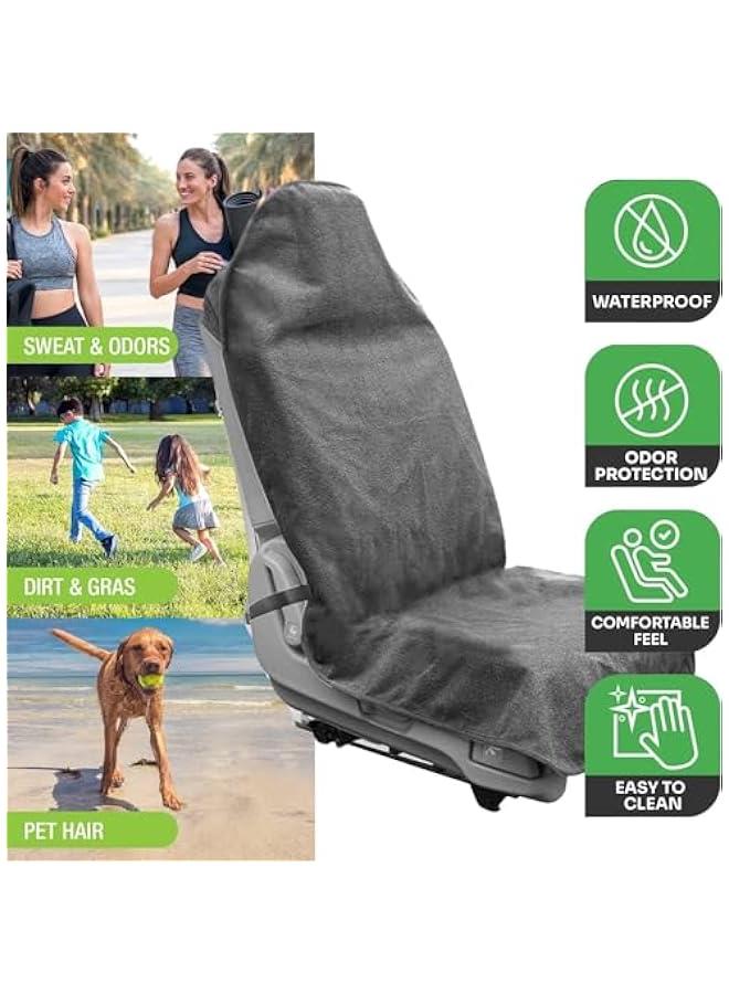 HOOKOR Waterproof Seat Cover,Washable Removable Non Slip Sweat Car seat, Driver Interior Accessories for Most Cars, Trucks, SUV, Van (Grey) - Image 2