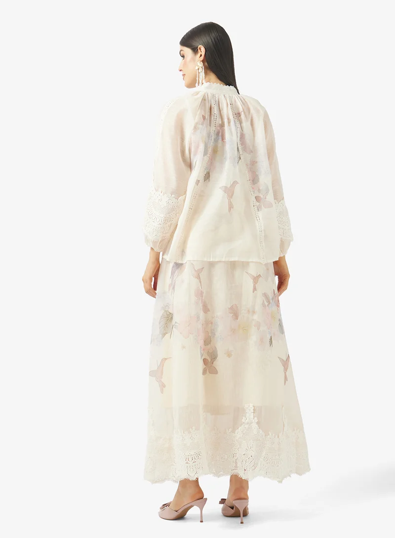 Khizana Floral Print Top & Skirt Set