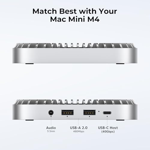 GIISSMO 40Gbps Aluminum Hub Stand for New M4M4 Pro Mac mini 2024 with 40Gbps NVMeM2 SSD Enclosure 2X USBA USBC Host 35mm Audio Compatible with All New Mac mini M4M4 Pro - Image 3