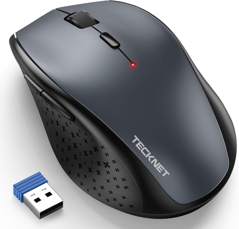 TECKNET Wireless Mouse, 2.4G Computer Mouse with 6-Level Adjustable 4800 DPI, 30 Months Battery, Ergonomic Grips, 6 Buttons Portable for PC, Chromebook, Mac, Grey - Image 1
