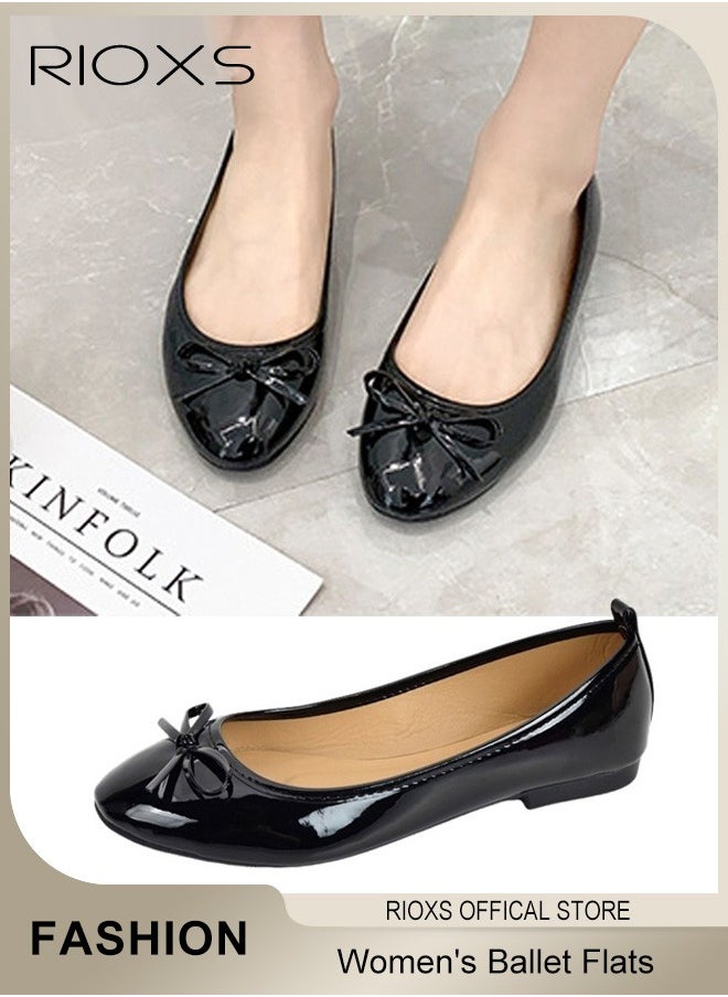 Women's Ballerina Flats, Round Toe Ballet Flats Shoes For Women, Soft Faux Leather Flats, Comfortable Dressy Casual Shoes With Bow Knot, Slip On Low Wedge Shoes - pzsku/ZD6DB560697657682FC30Z/45/_/1734594211/1c4a367e-f48b-438d-bfca-5f132e94fb09