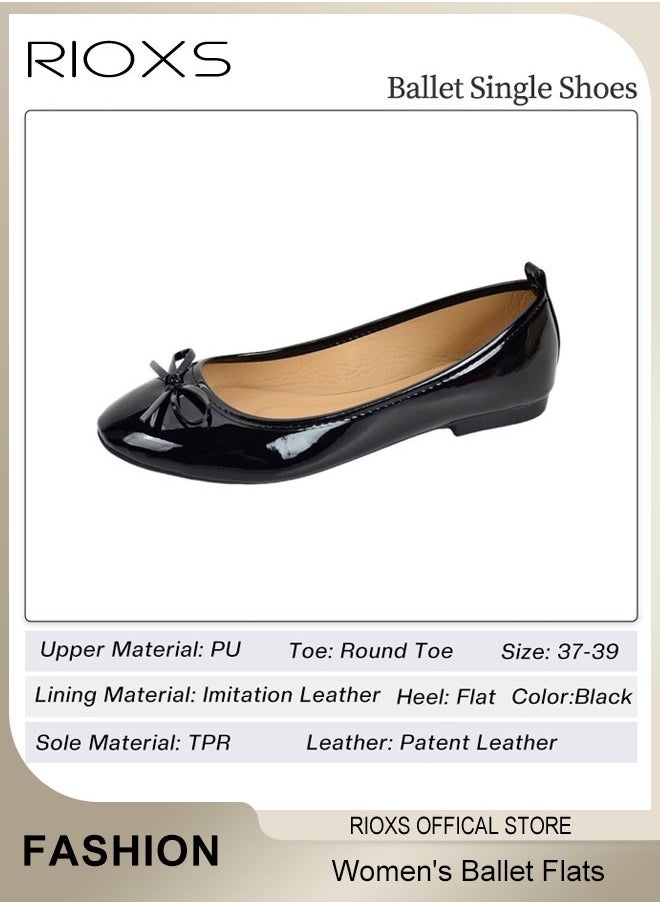 Women's Ballerina Flats, Round Toe Ballet Flats Shoes For Women, Soft Faux Leather Flats, Comfortable Dressy Casual Shoes With Bow Knot, Slip On Low Wedge Shoes - pzsku/ZD6DB560697657682FC30Z/45/_/1734594386/134dc4dc-91b9-4fc5-b300-d45004ef3773