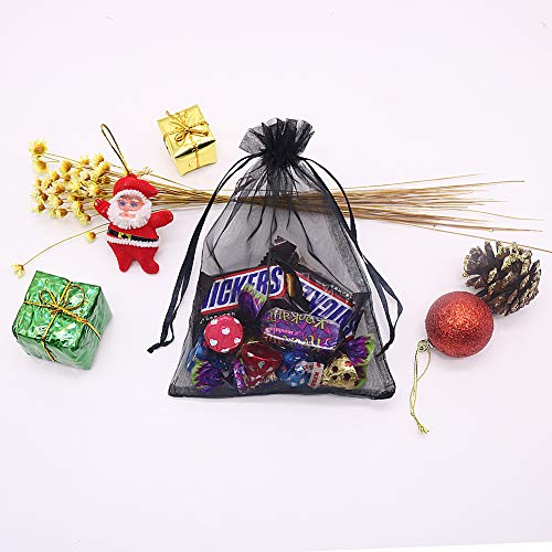 HRX Package Black Organza Bags 5x7 inch 100pcs, Mesh Candy Bags Jewelry Pouches Drawstring Empty Sachet for Present Wedding Giveaways - Image 3