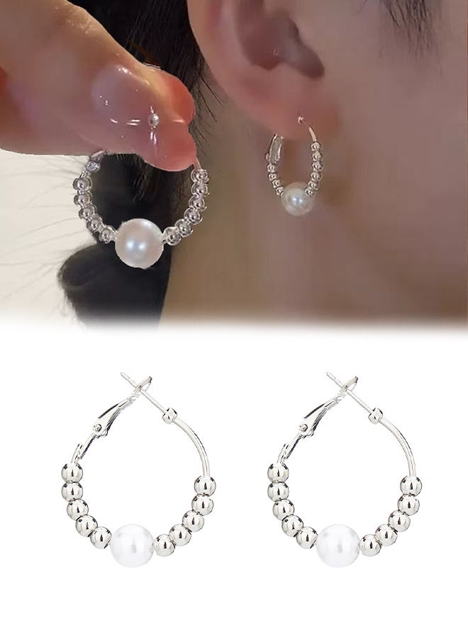 Lemon Dainty Huggie Hoop Earrings with Dangle for Women, Small Hoop Earring with Charm - Pearl, Coin, Moon Star, Butterfly, 18K Gold Plated Sterling Silver Minimalist Jewelry Gift Set for Her - Image 1