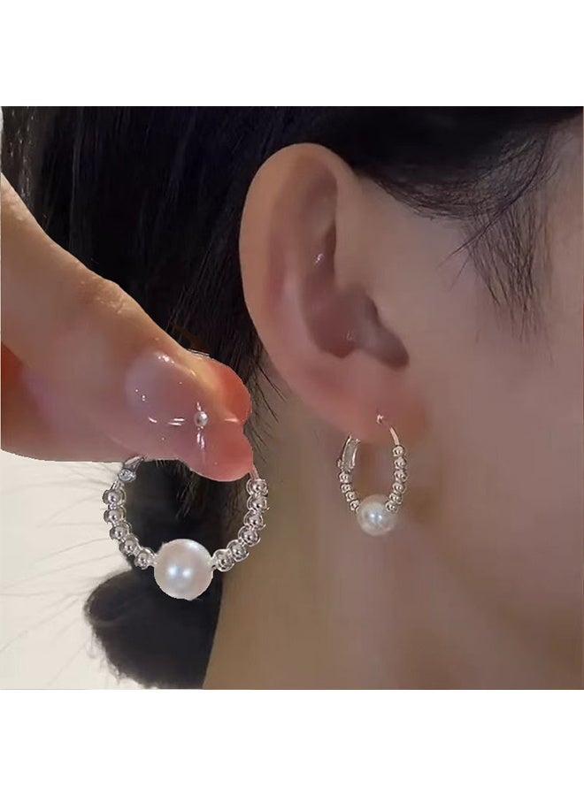 Lemon Dainty Huggie Hoop Earrings with Dangle for Women, Small Hoop Earring with Charm - Pearl, Coin, Moon Star, Butterfly, 18K Gold Plated Sterling Silver Minimalist Jewelry Gift Set for Her - Image 2