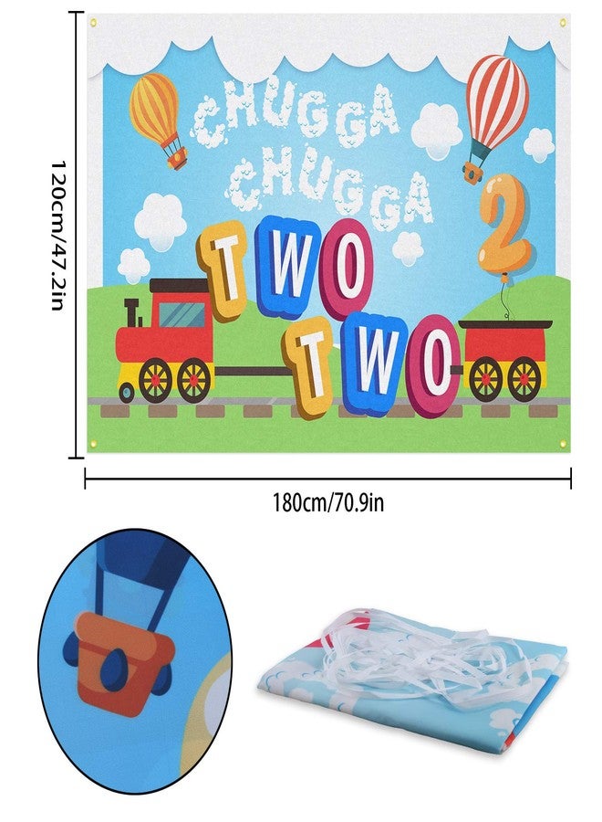 PAKBOOM Chugga Chugga Two Two Backdrop Banner Background - 2nd Train Birthday Decorations Party Supplies - 3.9 x 5.9ft - Image 2