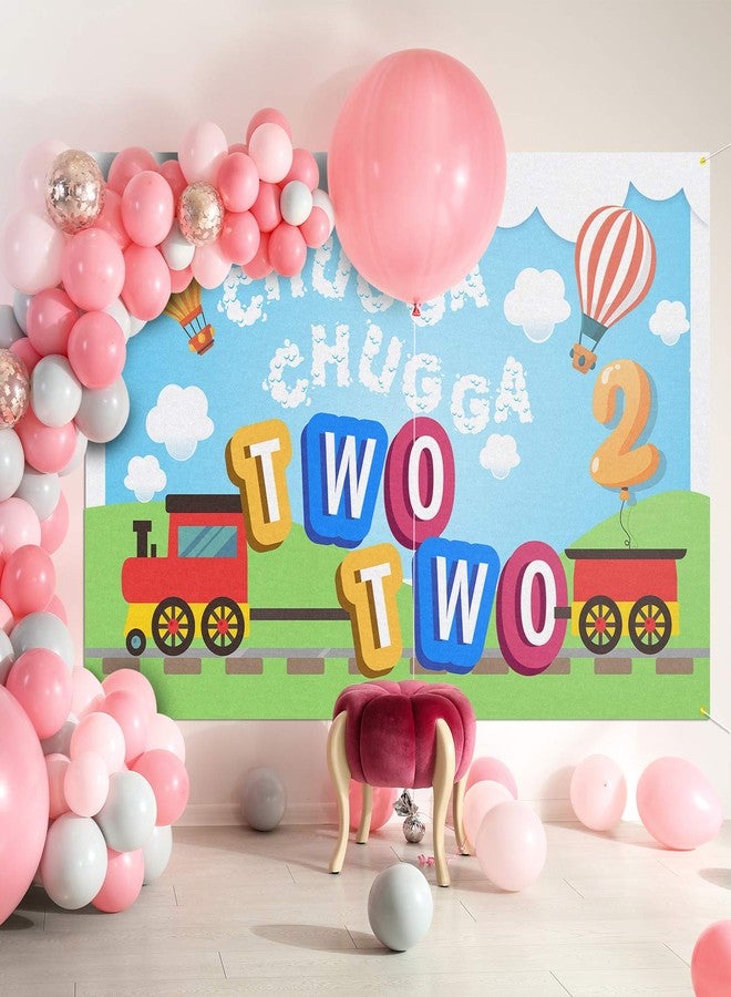 PAKBOOM Chugga Chugga Two Two Backdrop Banner Background - 2nd Train Birthday Decorations Party Supplies - 3.9 x 5.9ft - Image 4